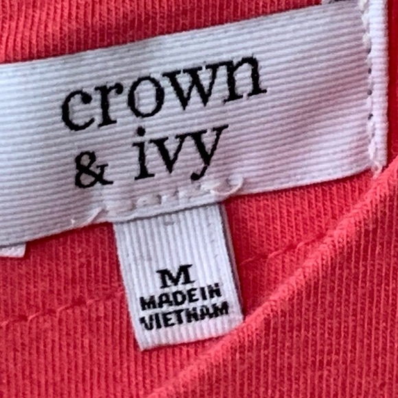 CROWN & Ivy Bright Coral Cotton Modal Blend Back Tie Dress Size Medium - Picture 5 of 8